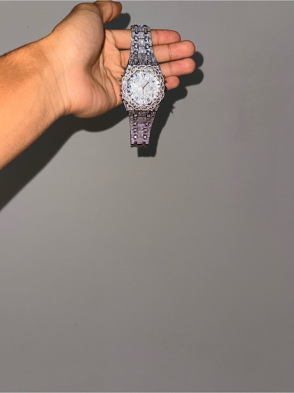 Silver Crystal-Accented Men's Watch - Premium Sparkle Design